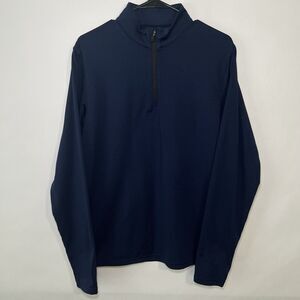 TESLA 1/4 Zip Performance Pullover Mens Size S Small Navy Blue Long Sleeve Shirt